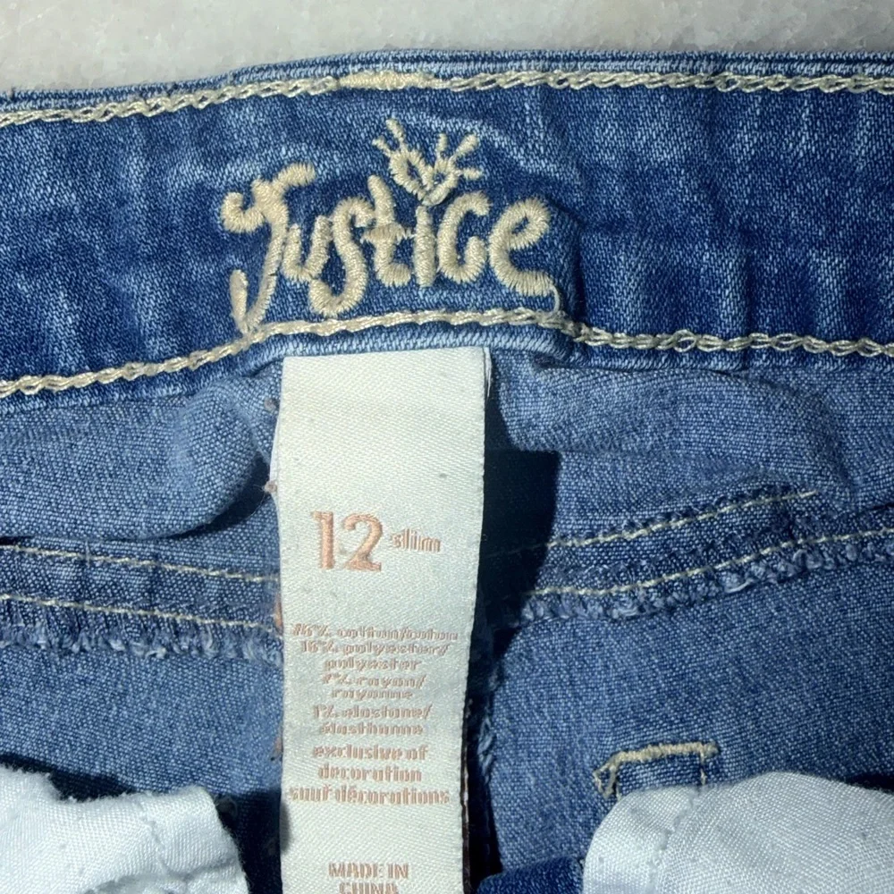 Denim Lace-Trim Girls Shorts Size 12 slim